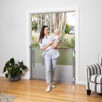 Easy Fit Retractable Baby Gate - 71" W x 41" H / Gray - Perma Child Safety