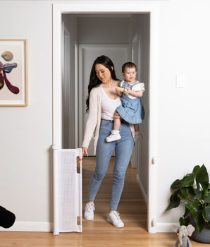 Easy Fit Retractable Baby Gate - 55" W x 33" H / White - Perma Child Safety