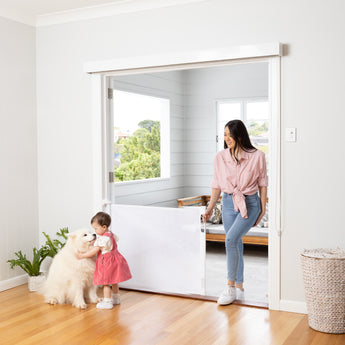 Easy Fit Retractable Baby Gate - 71" W x 33" H / White - Perma Child Safety